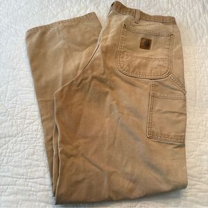 Vintage Carhartt Mens 38x34 Original Dunagree Fit Double Knee Pants faded